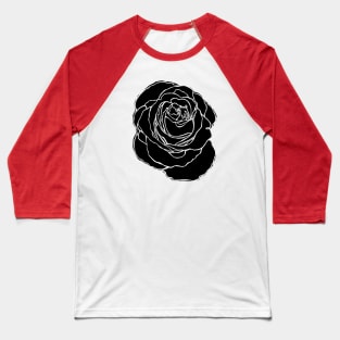 Cottage Core, Black Rose Flower Outline Baseball T-Shirt